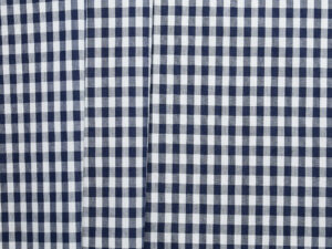 100% Cotton Gingham Poplin - Navy/White