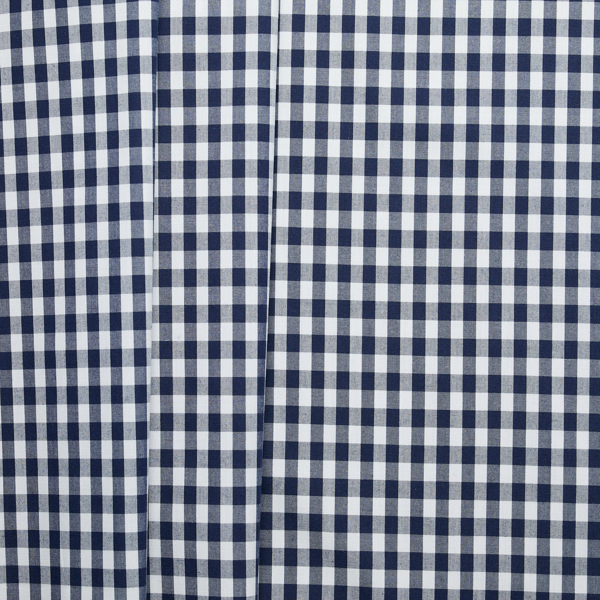 100% Cotton Gingham Poplin - Navy/White