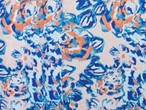 'Amelia' Floral Printed Woven - Apricot/ Light Blue