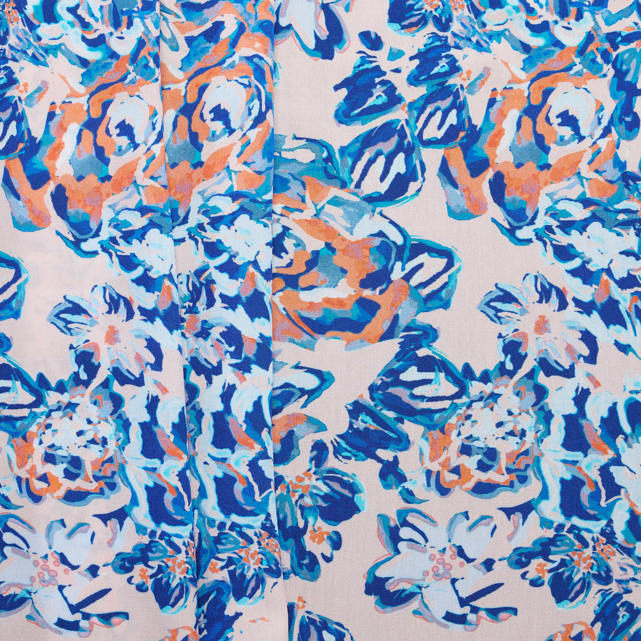 'Amelia' Floral Printed Woven - Apricot/ Light Blue