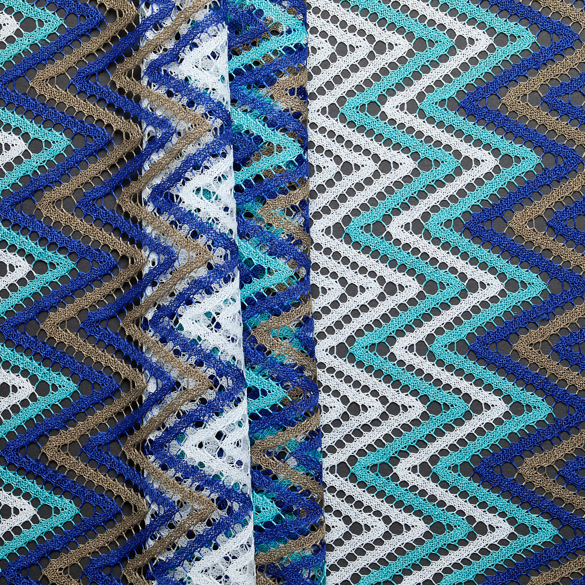 Chevron Knit - Aqua/ Royal/ Mocha