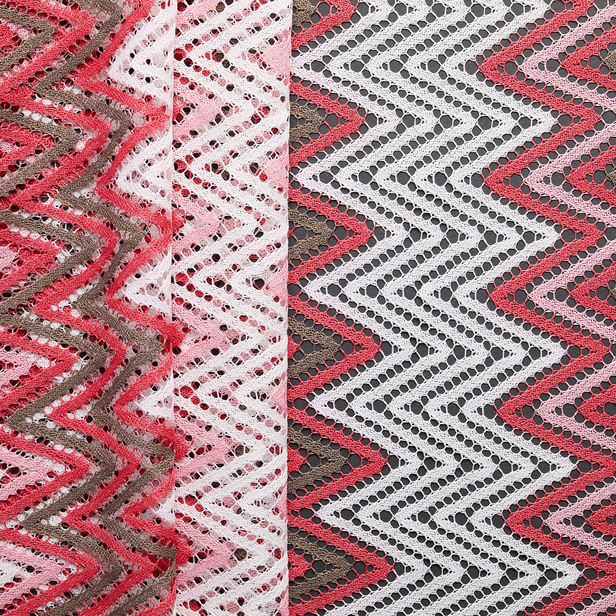 Chevron Knit  - Salmon/ Baby Pink/ Mocha