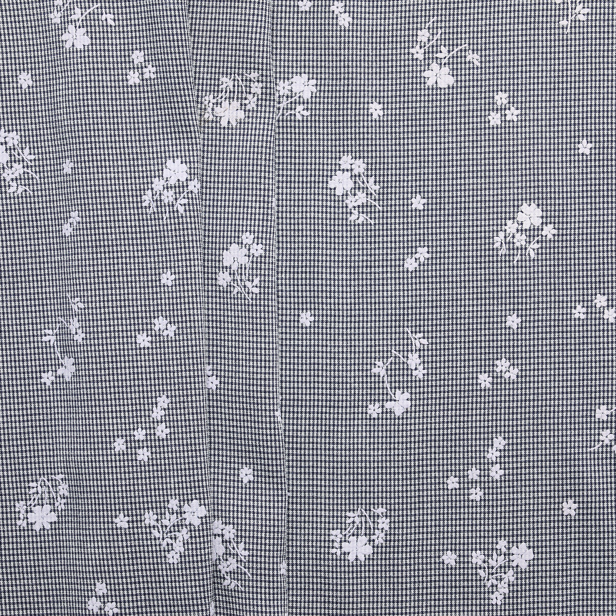 Daisy Embossed Gingham - Navy/ White