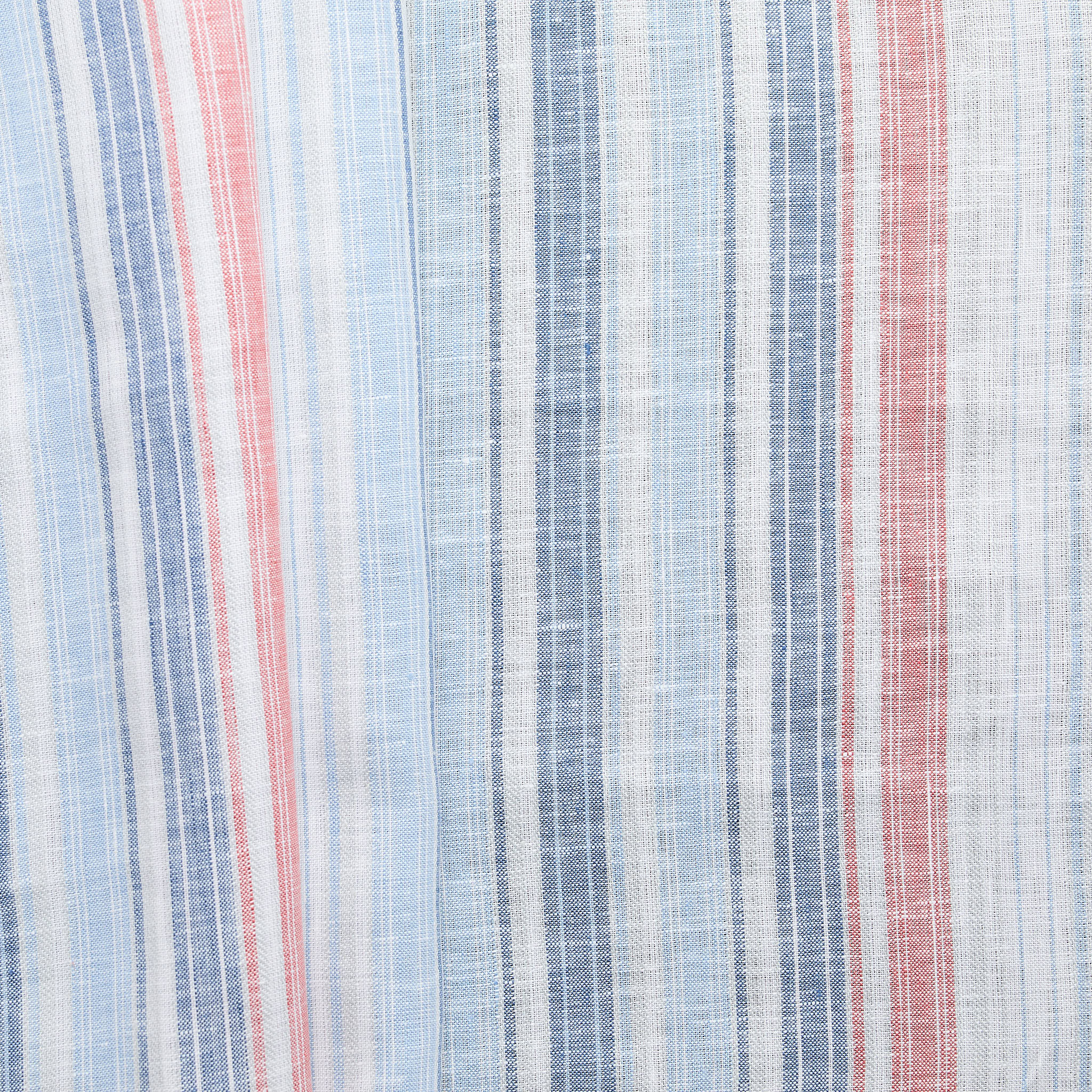 100% European Linen Stripe - Blue / Red / White