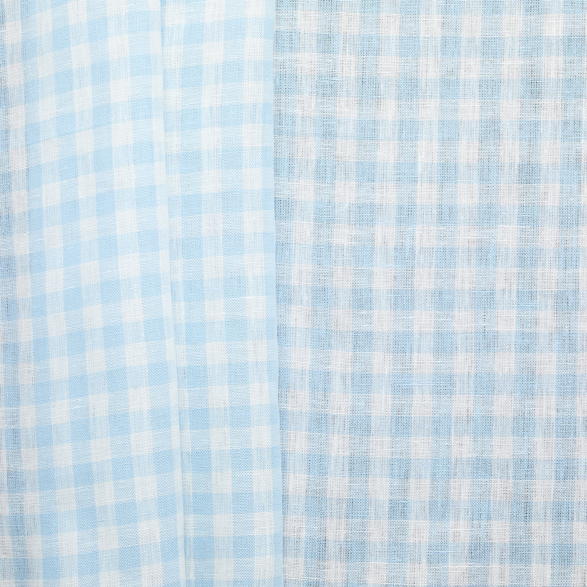 100% European Linen Check - Blue