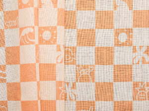 Linen Cotton Check Print - Orange