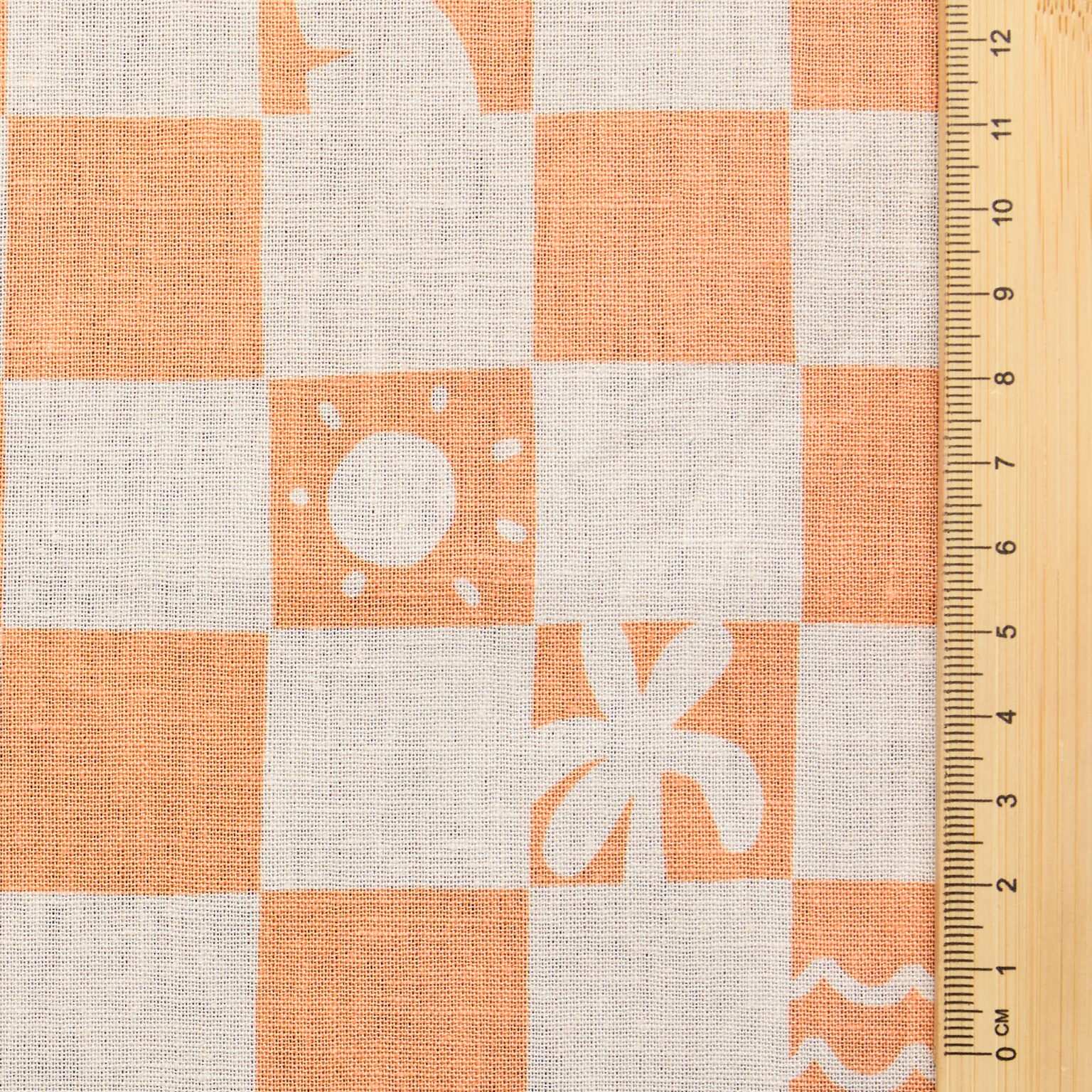 Check Print Textile Linen Cotton Check Print - Orange - Circular Sourcing