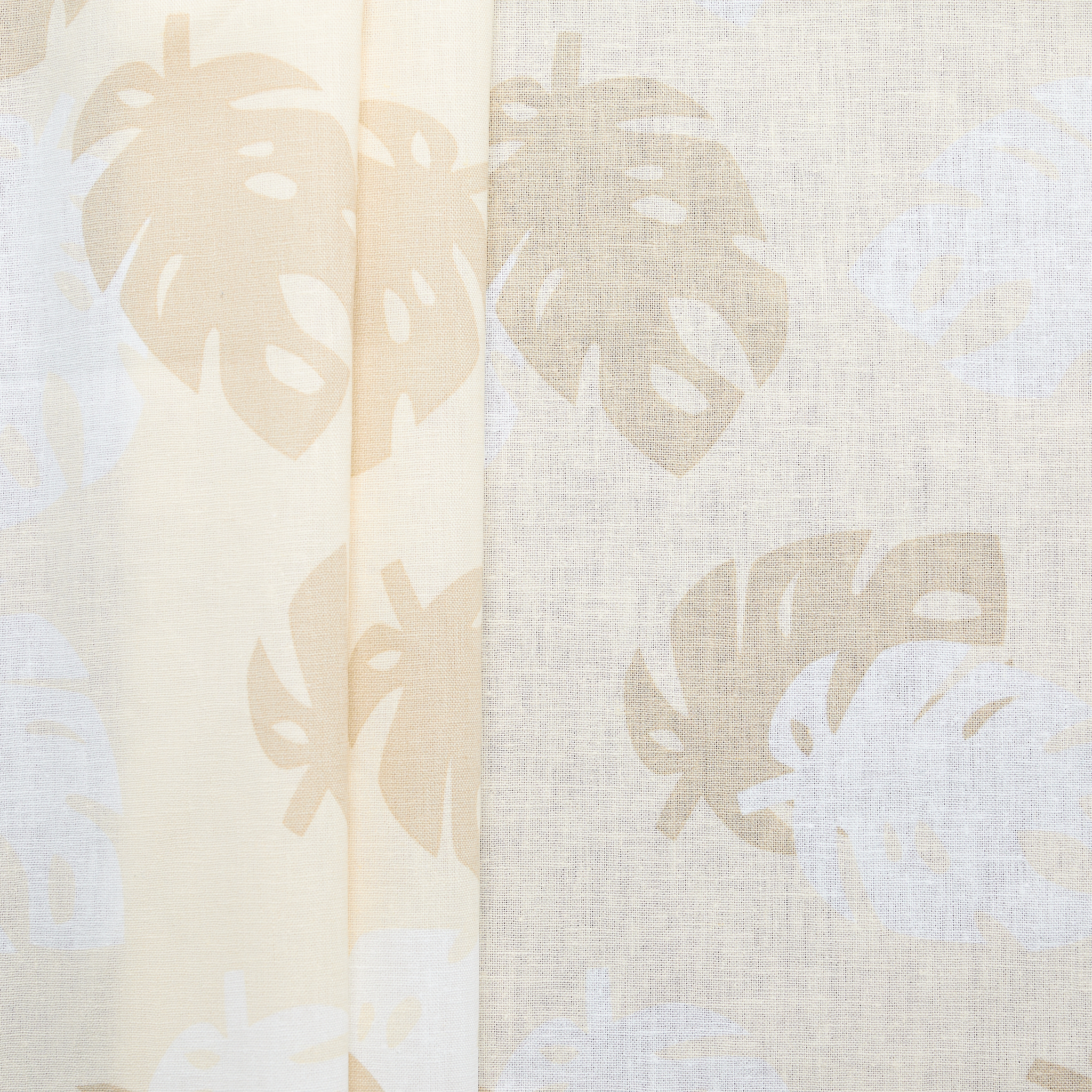 Linen Cotton Leaves Print - Beige