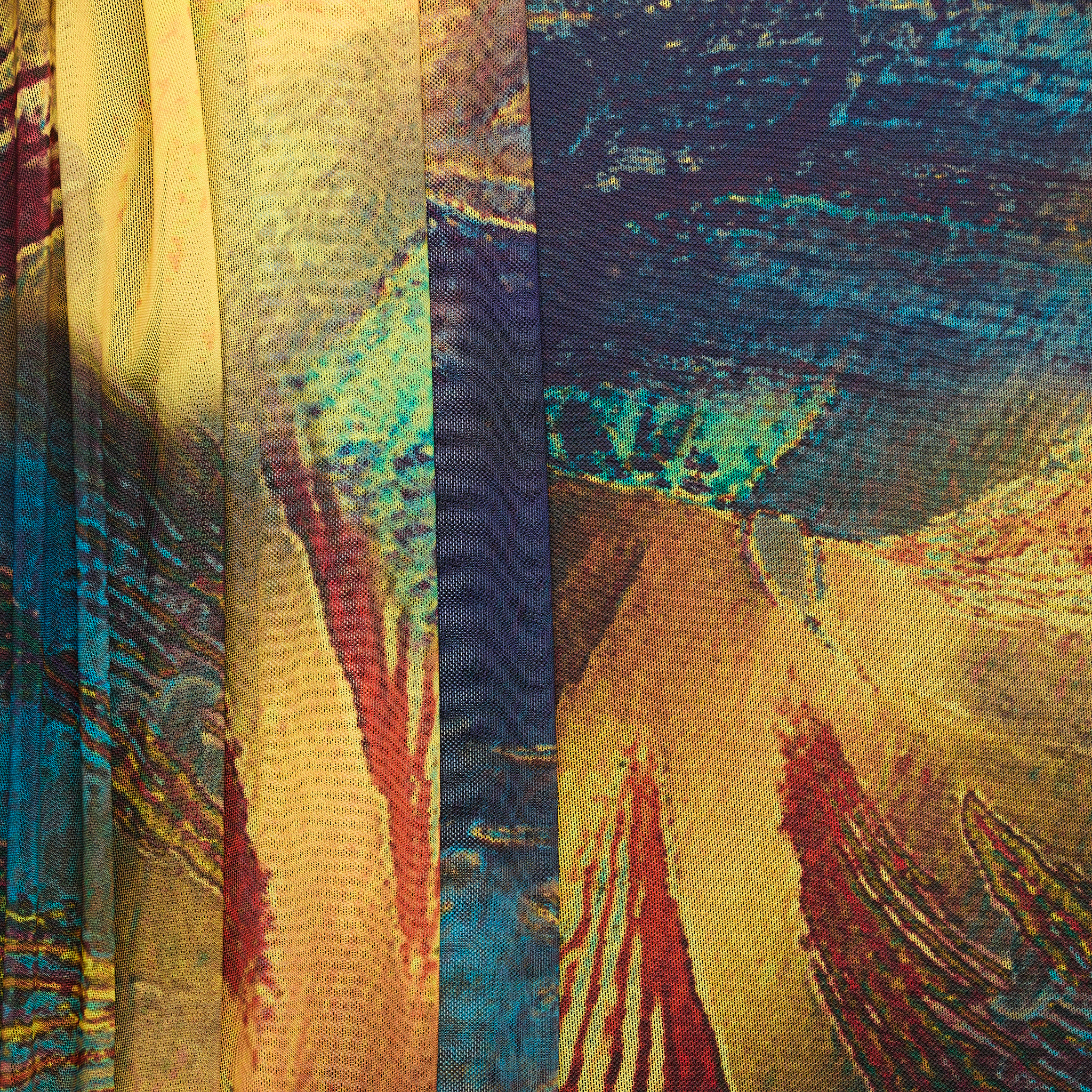 Digital Printed Mesh - Yellow/ Blue/ Orange/ Green