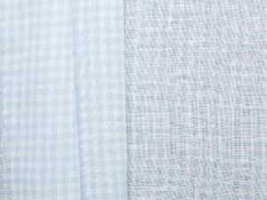 100% Linen Check - Light Blue