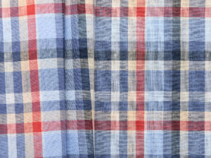 100% Linen Check - Blue/ Red