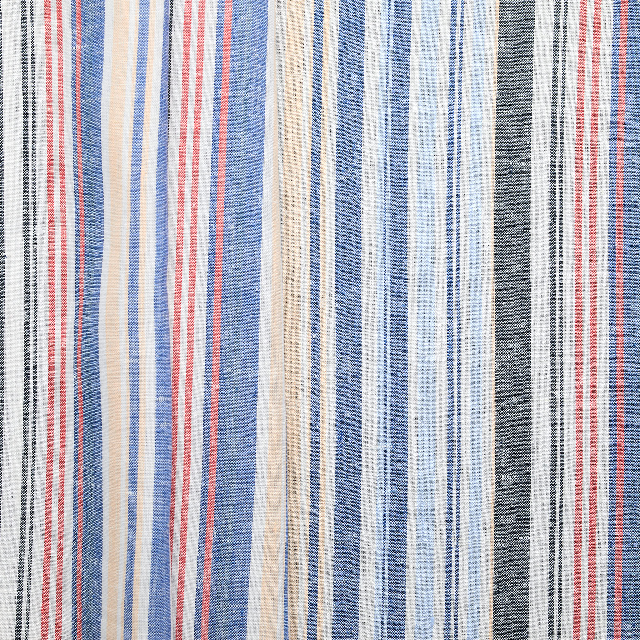 100% Linen Pinstripe - Blue/ Red/ Beige