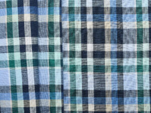 100% Linen Check - Blue Green