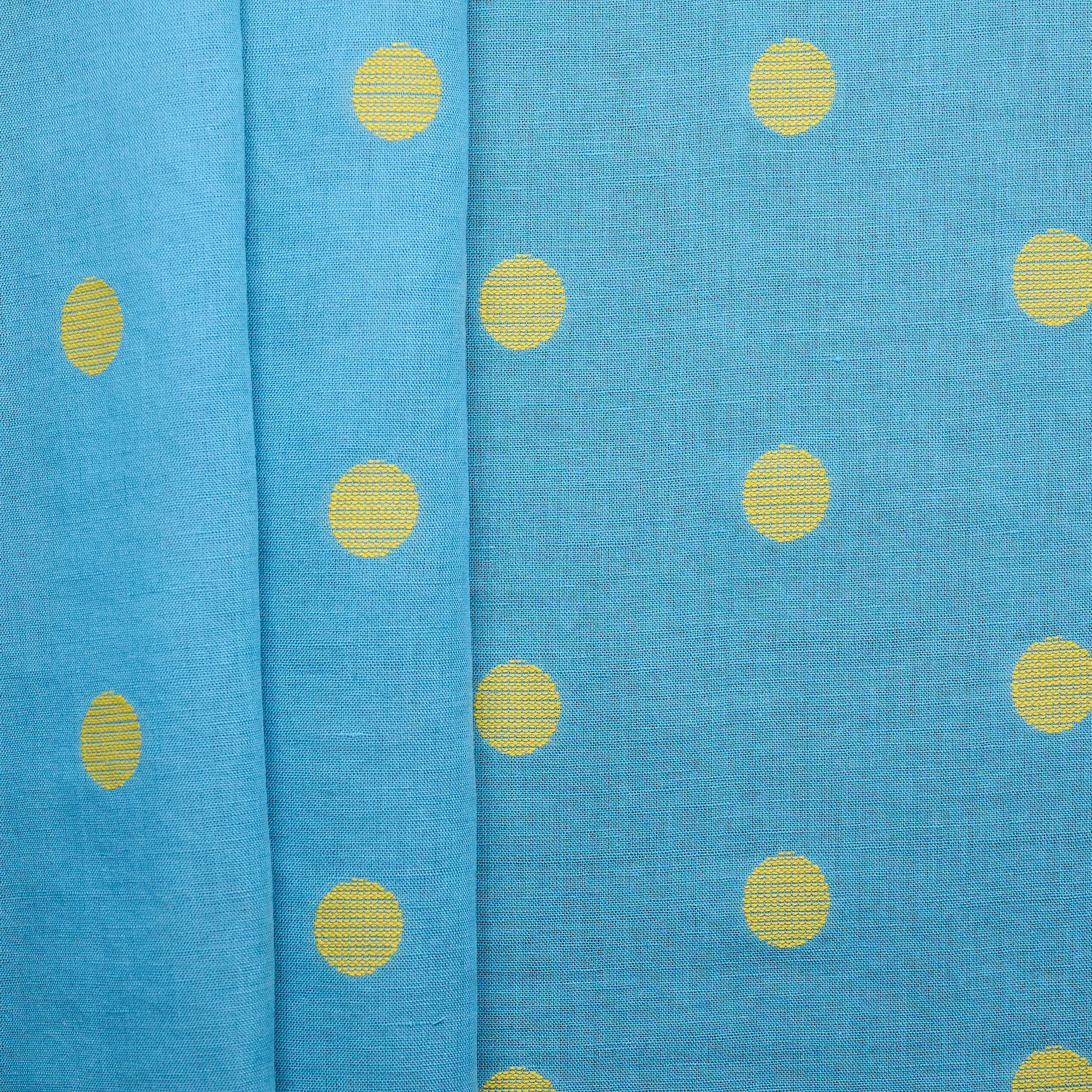 Linen Cotton Spot Clip Jacquard - Blue / Yellow