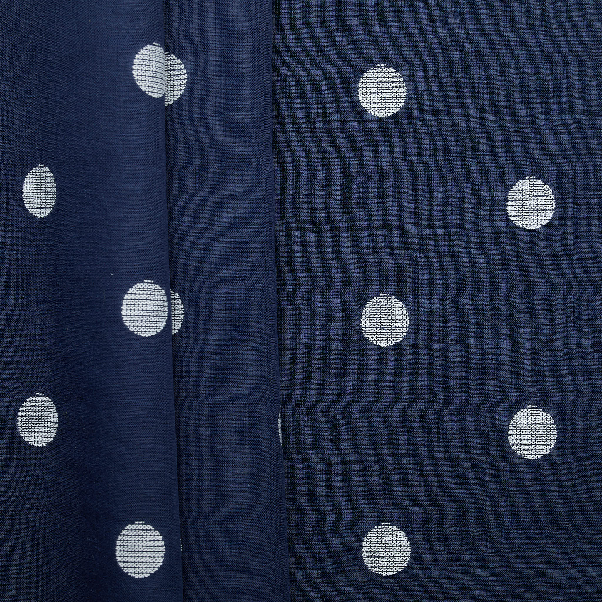 Linen Cotton Spot Clip Jacquard - Navy / White