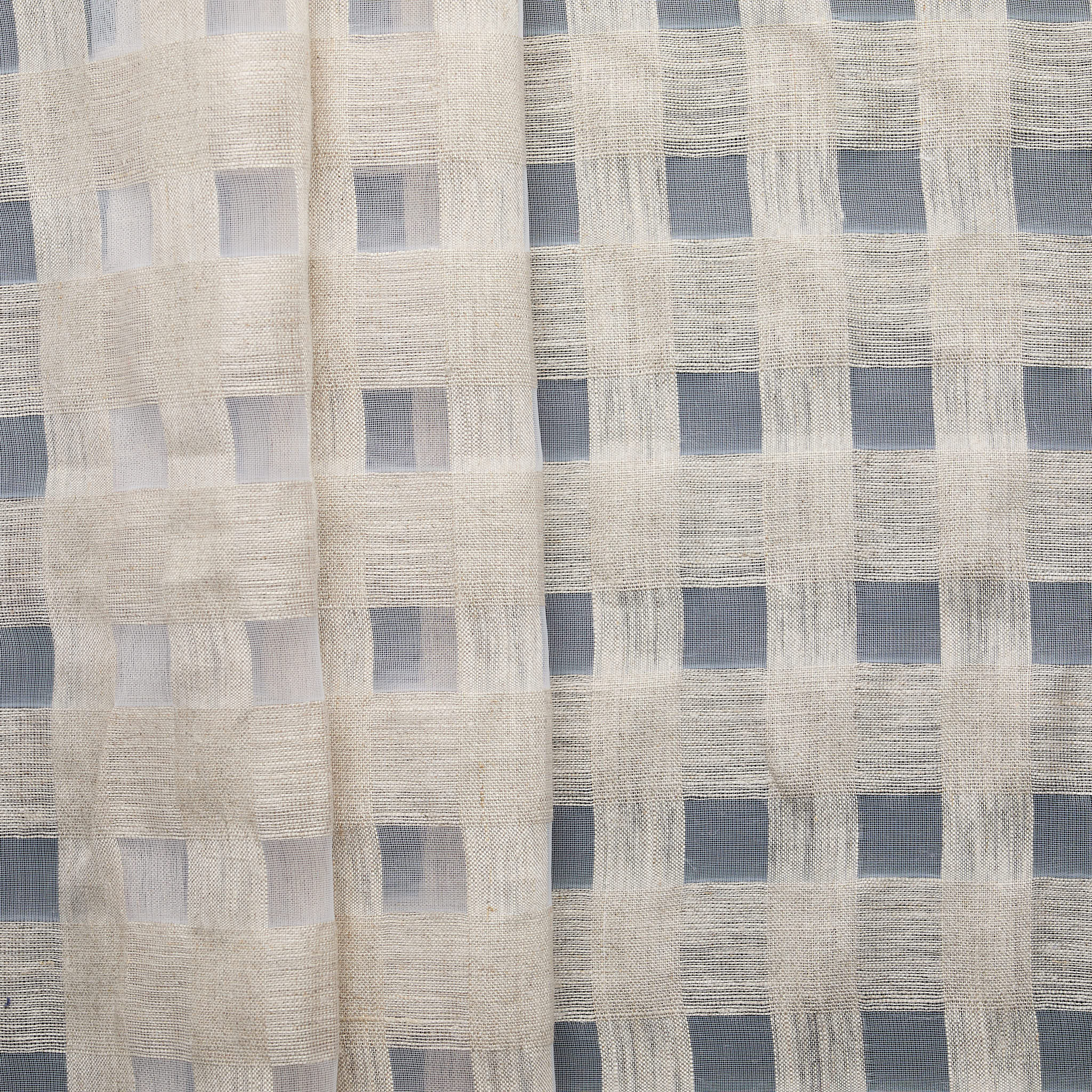 Linen Nylon Yarn Dyed Gauze Check - Natural