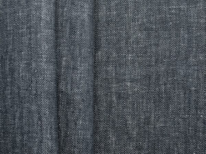 100% European Linen Herringbone - Navy/ White