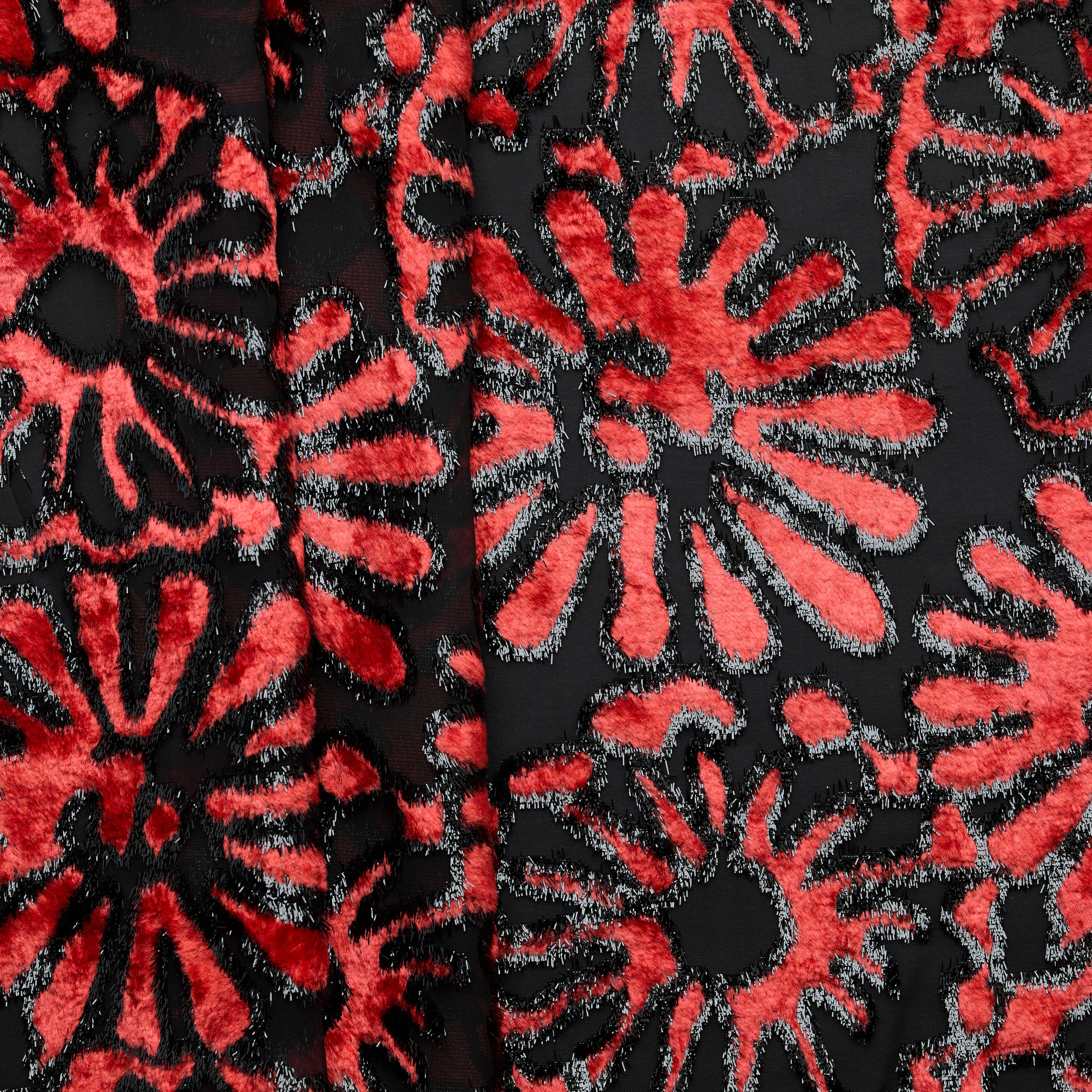 Devore Velvet Aster Stamp - Red/ Black