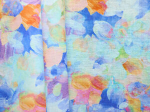 Cotton Linen 'Amalfi' Print - Blue