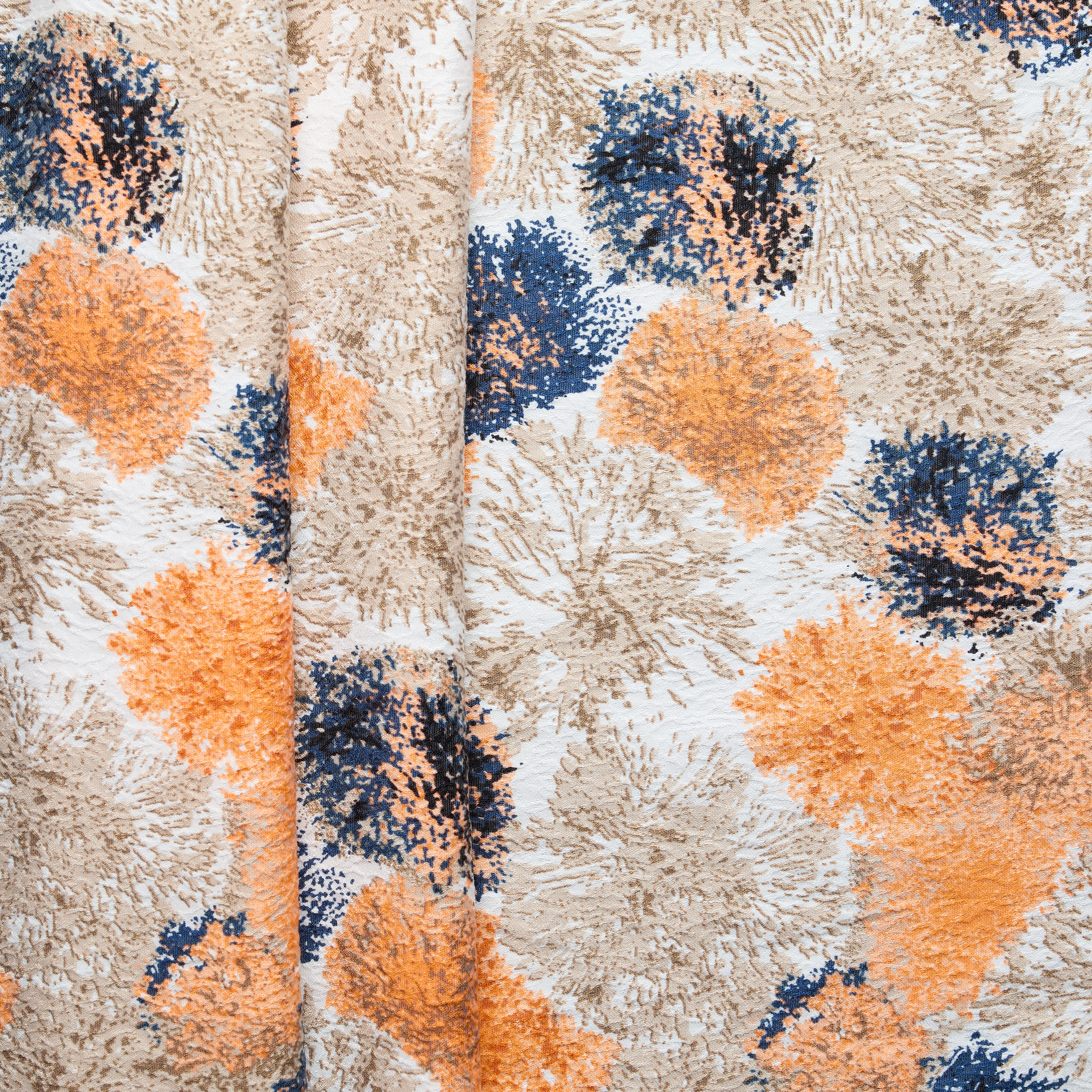 Dandelion Printed Jacquard - Beige/ Orange/ Navy