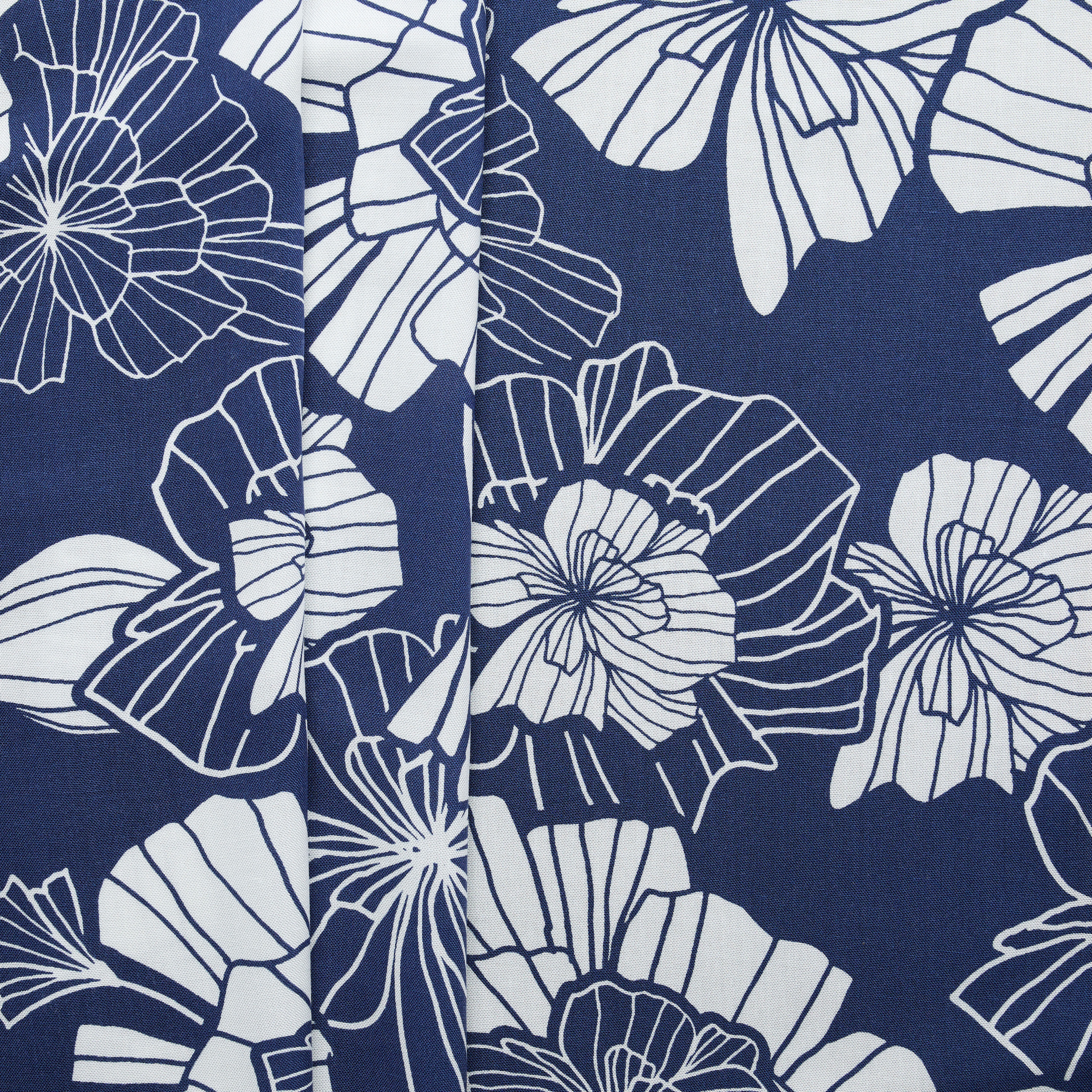 'Kenna' 100% Rayon Challis - Deep Blue