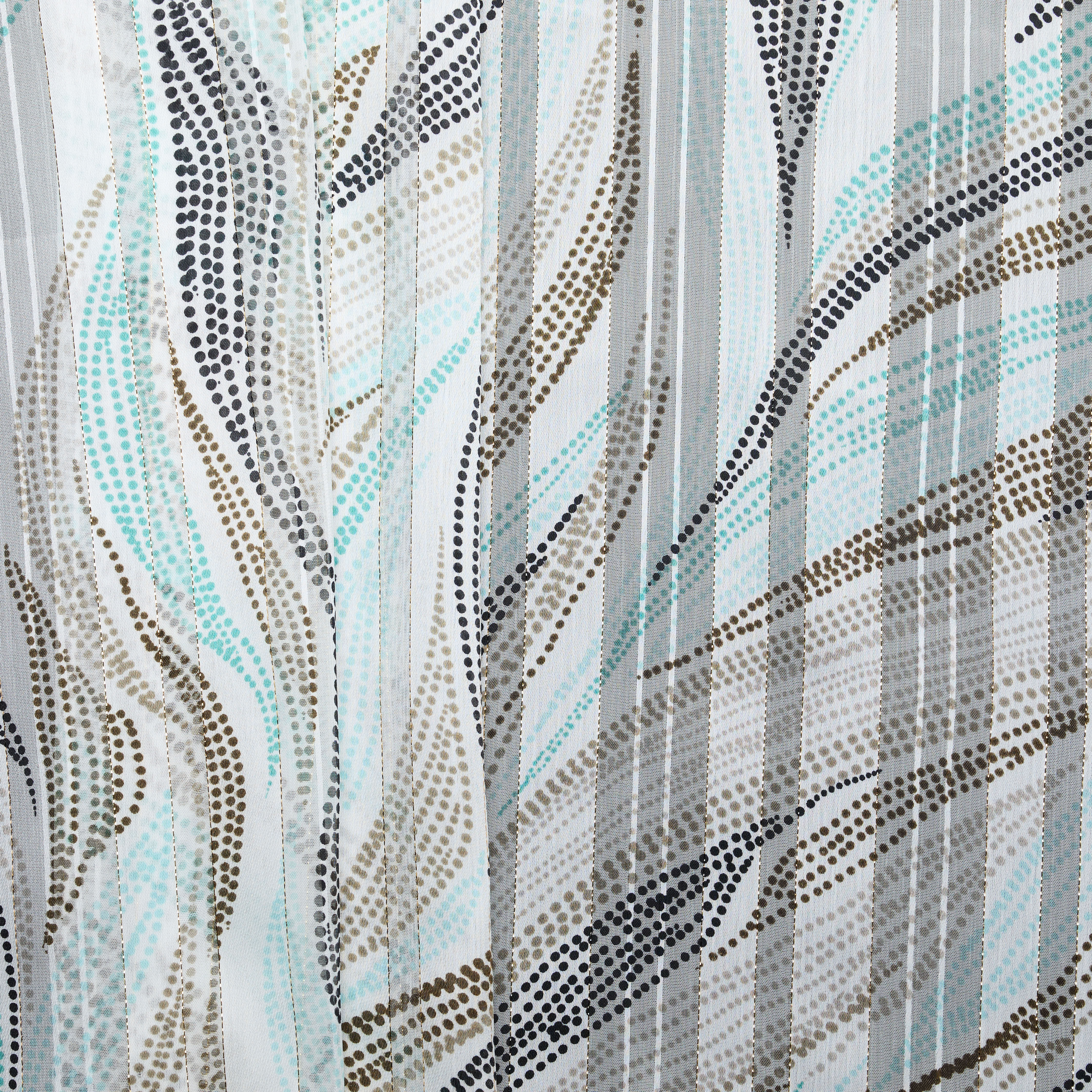 'Lottie' Metalic Lurex Chiffon - White/ Gold/ Blue