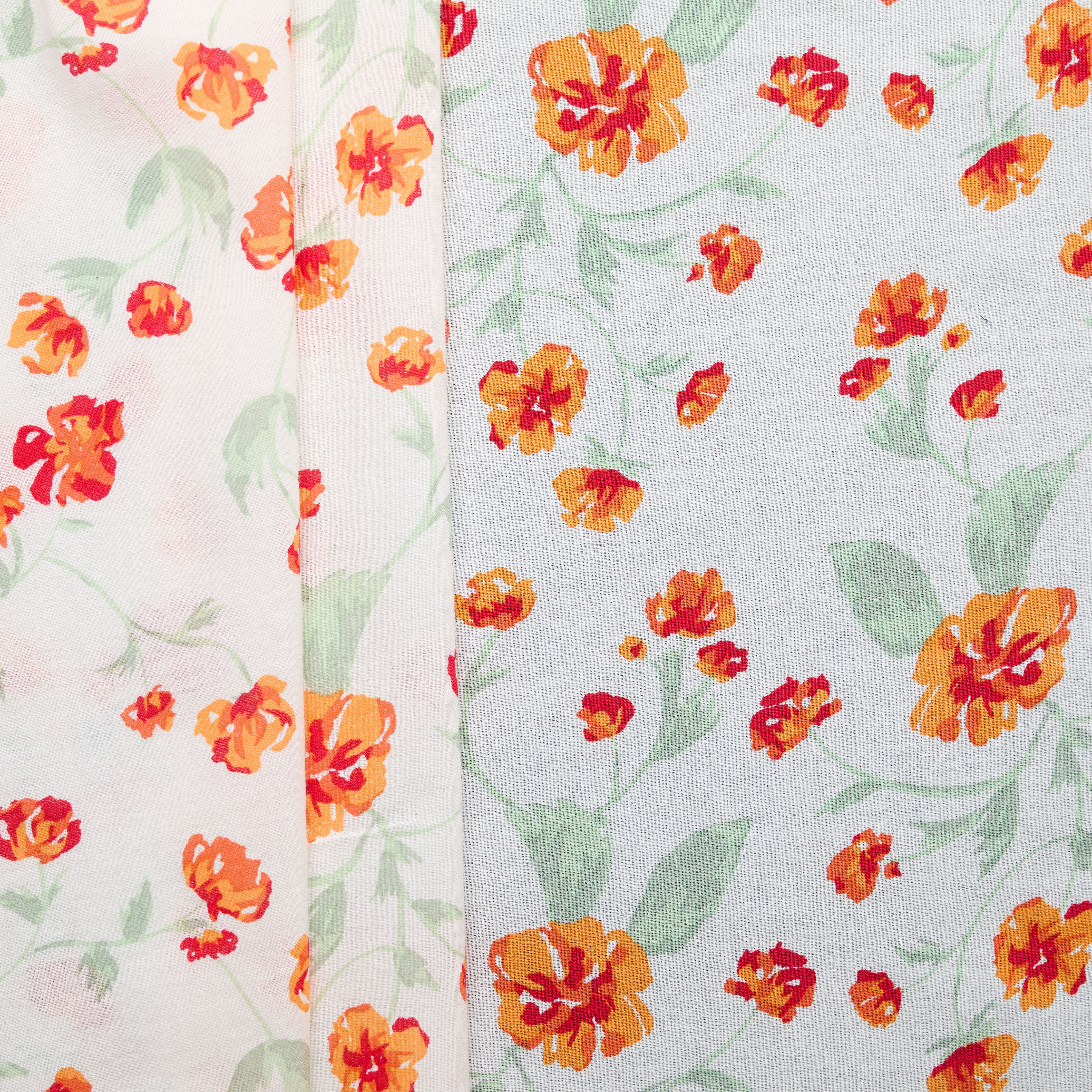 'Sweet Pea' Cotton Cheesecloth - White/ Orange/ Red/ Green