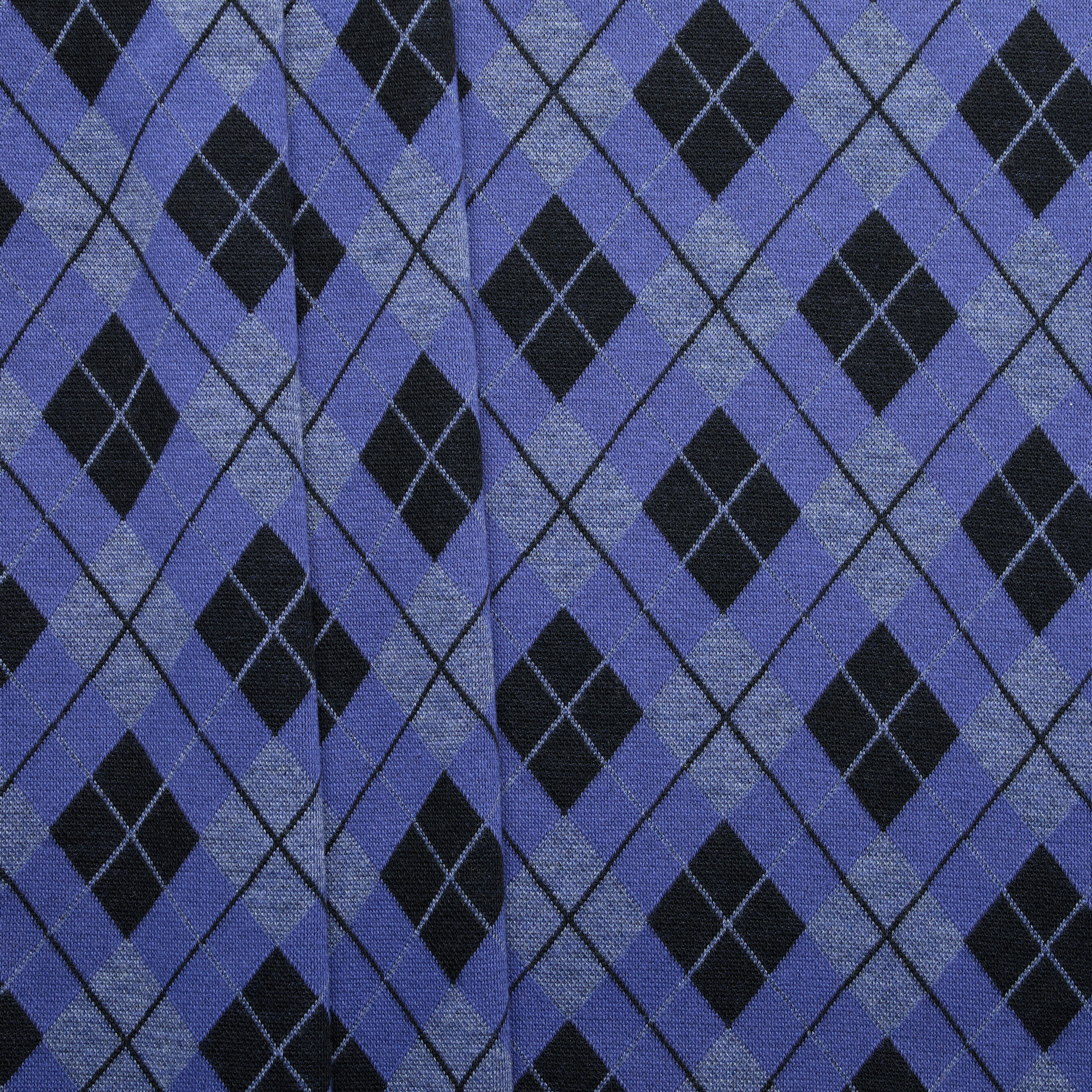 Cotton Blend Argyle Check - Blue/ Black/ Grey