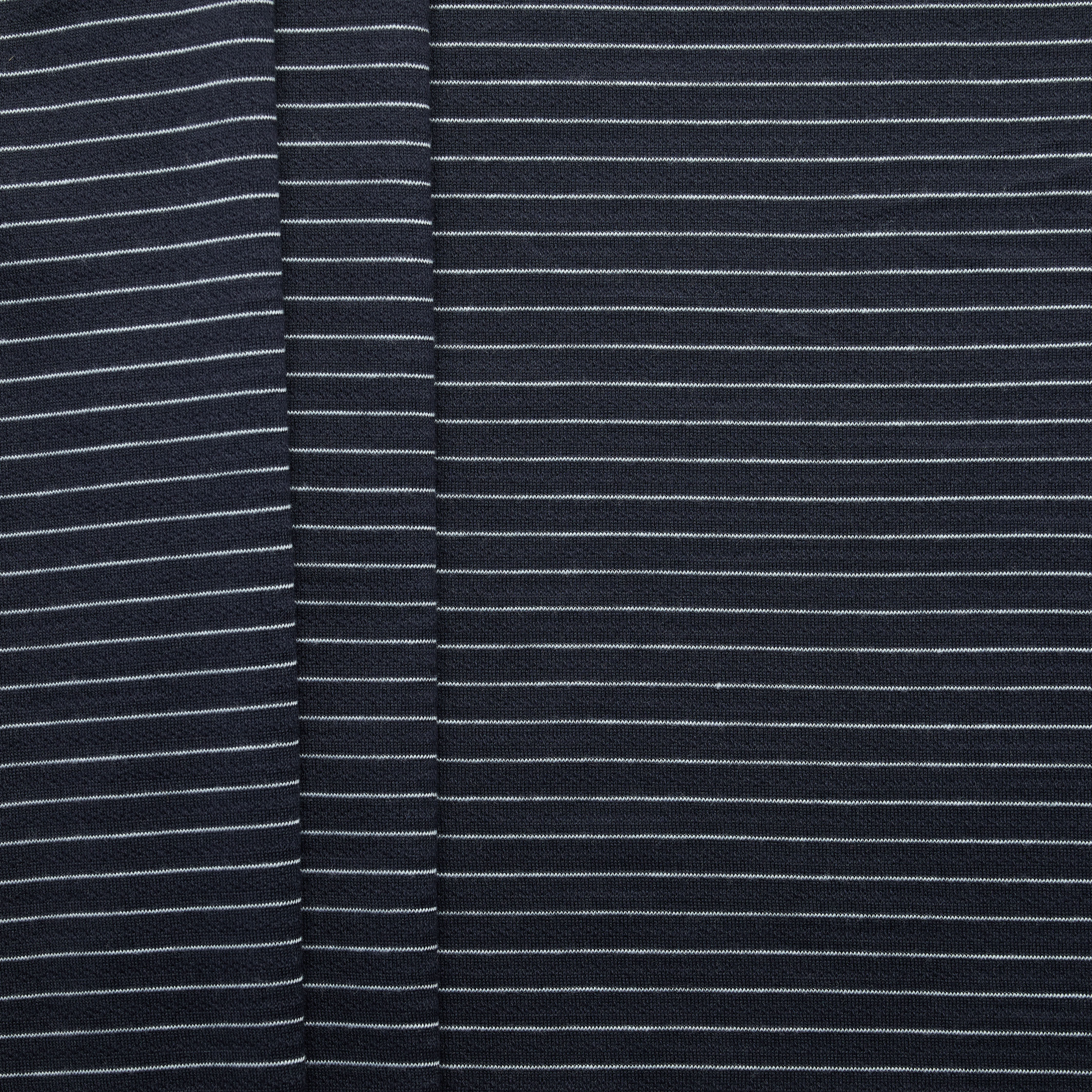 Cotton Poly Slub Stripe Jersey - Midnight