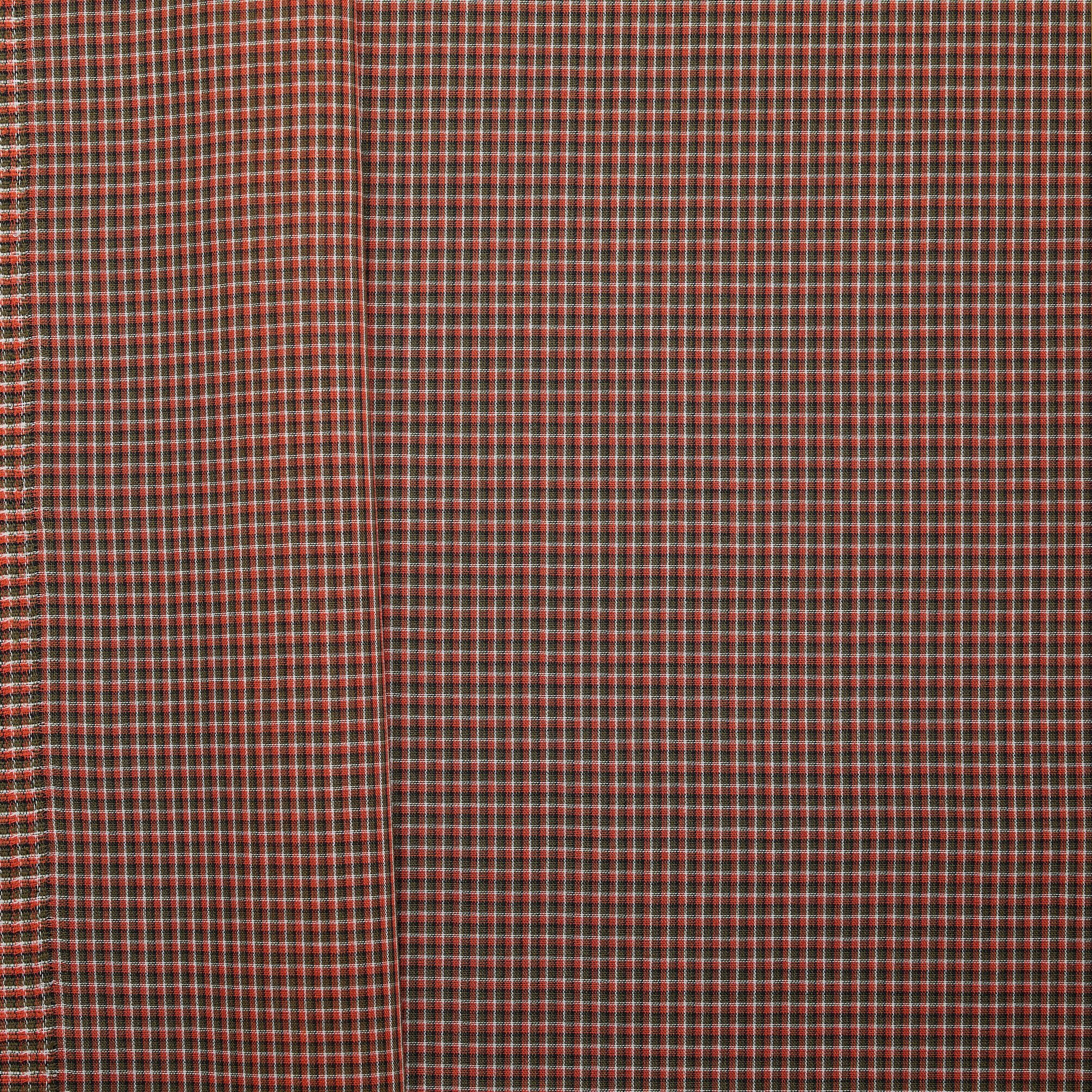 Japanese Sheer Wool Voile - Red/Taupe Check