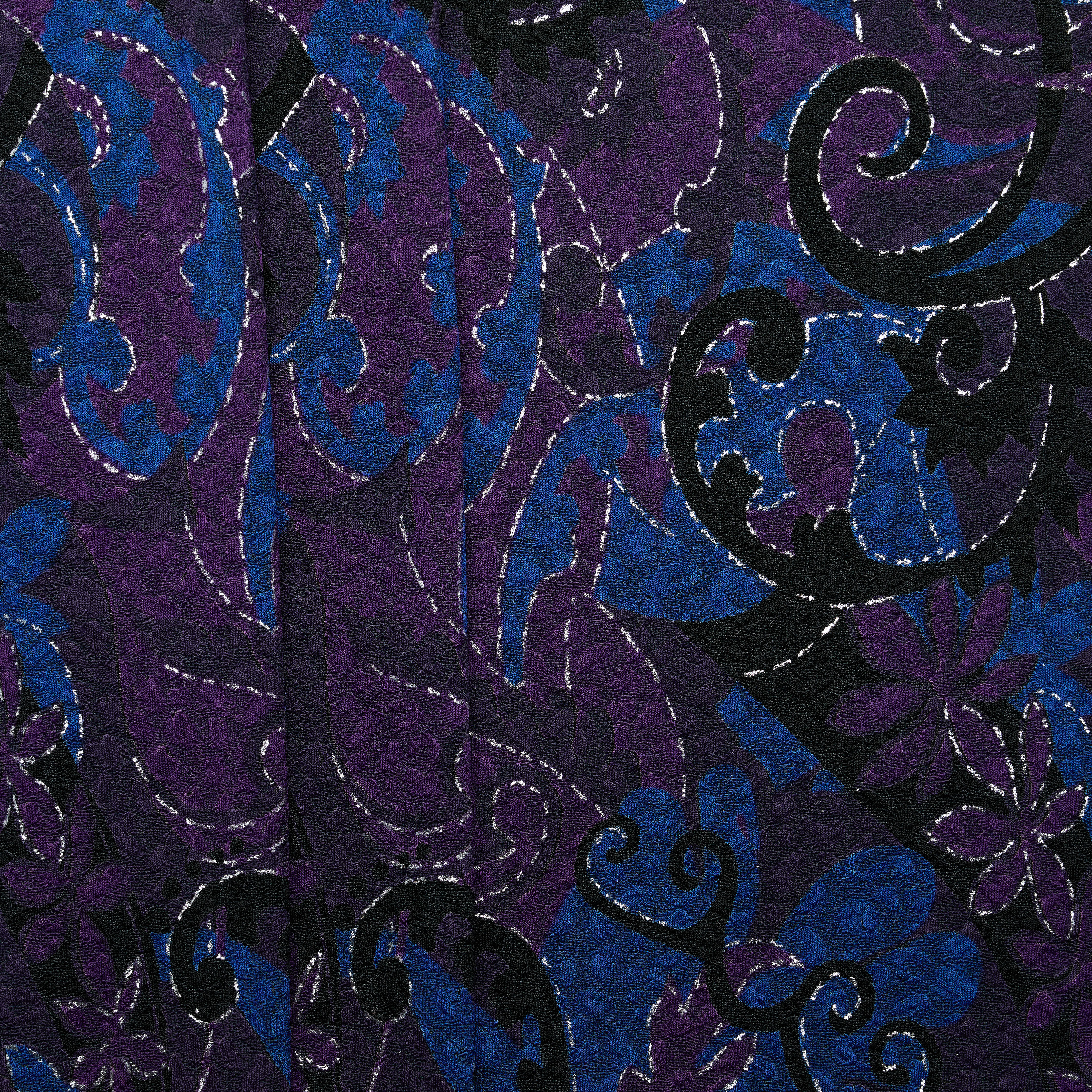 'Acetate' Print Jacquard Knit - Purple/ Blue/ Black