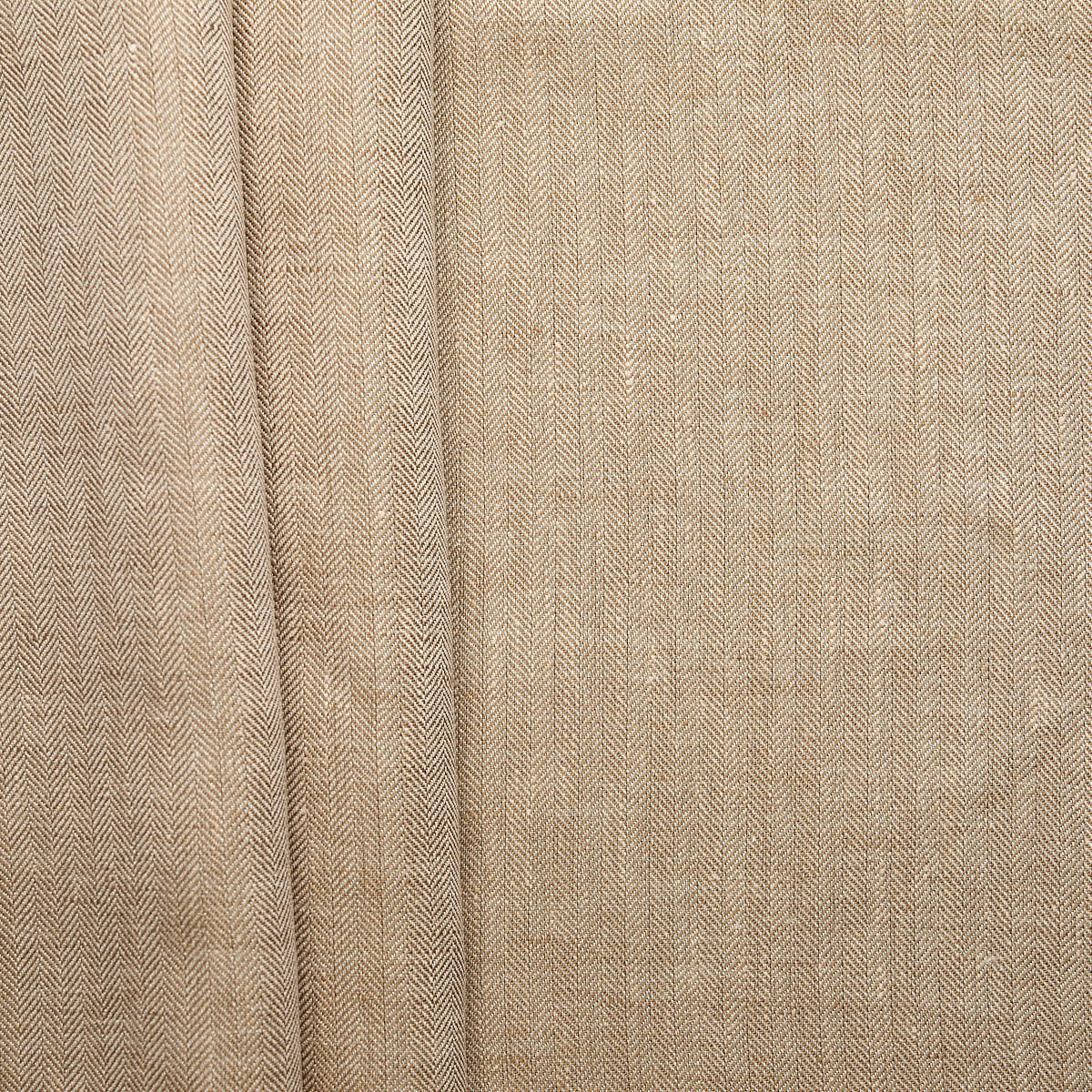 100% European Linen Herringbone Tailoring - Beige