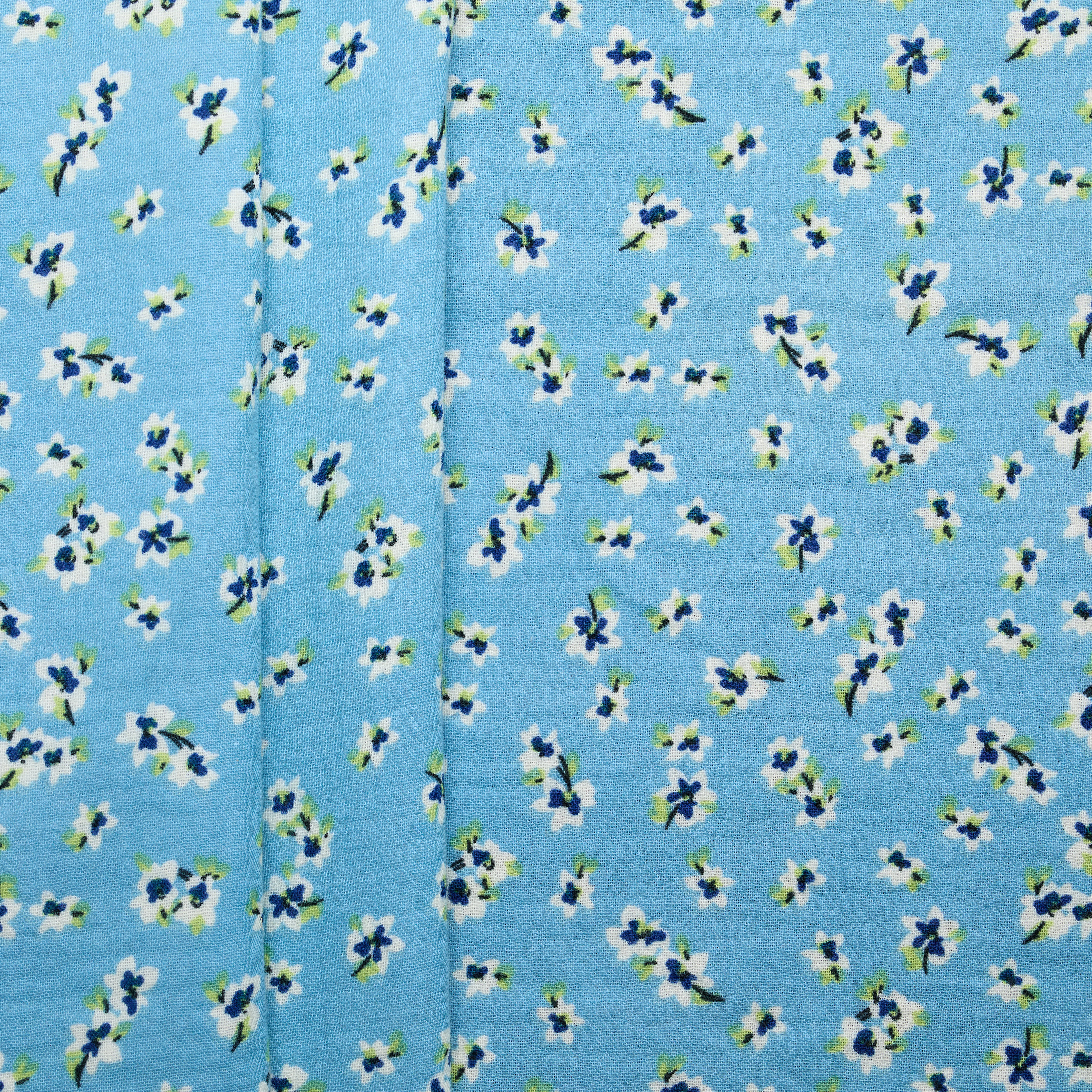 100% Cotton Flower Print - Blue