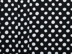 Cotton Stretch Polka Dot Print Woven - White/ Black