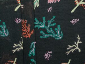 100% Cotton Marine Botanical Print - Dark Green