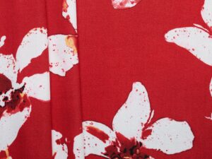 100% Viscose Flower Print - Red/ Multicolour