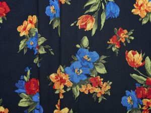 100% Viscose Flower Print - Navy/ Multicolour