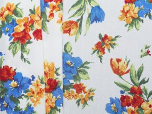 100% Viscose Flower Print - White/ Multicolour