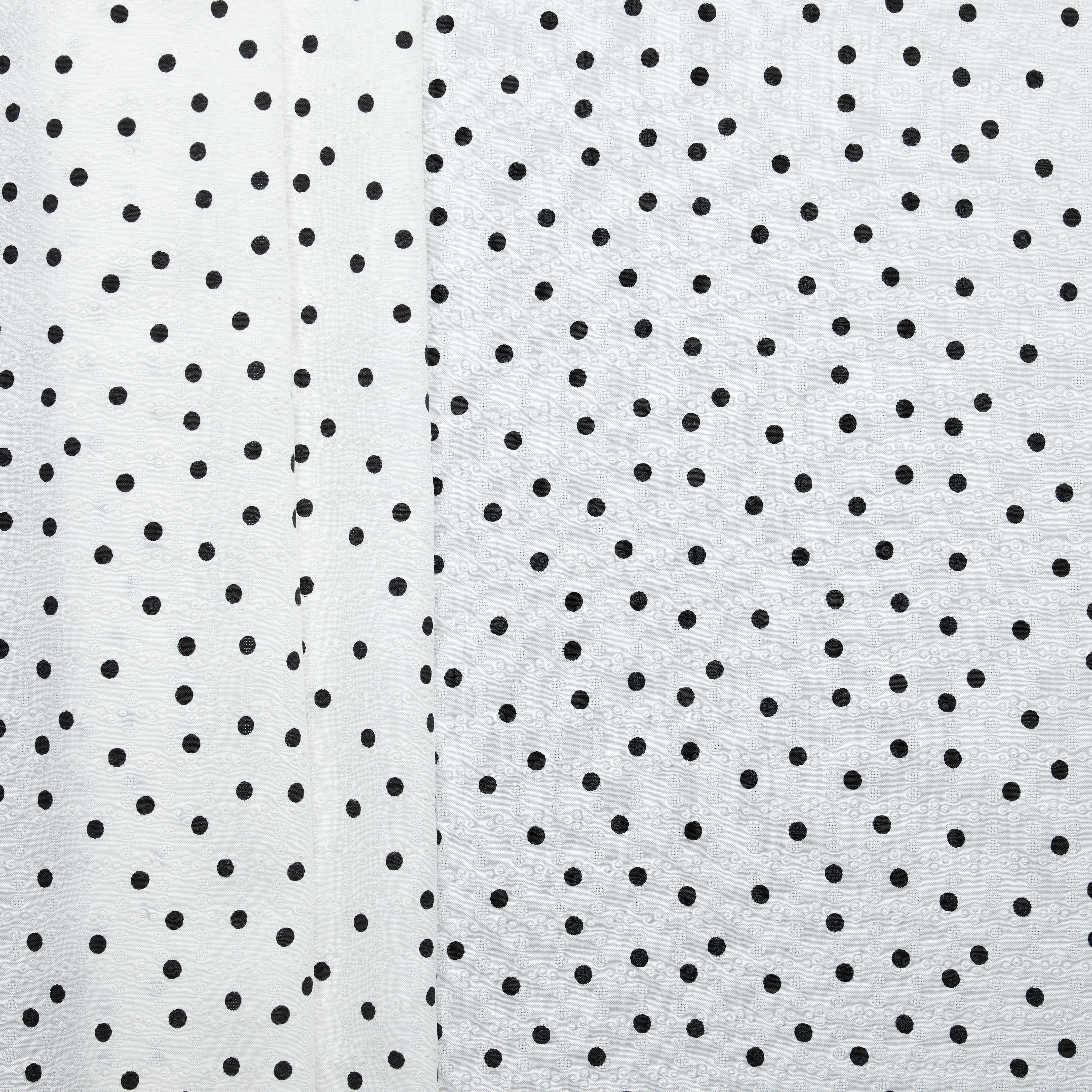 100% Viscose Dobby with Polka Dot Print - White