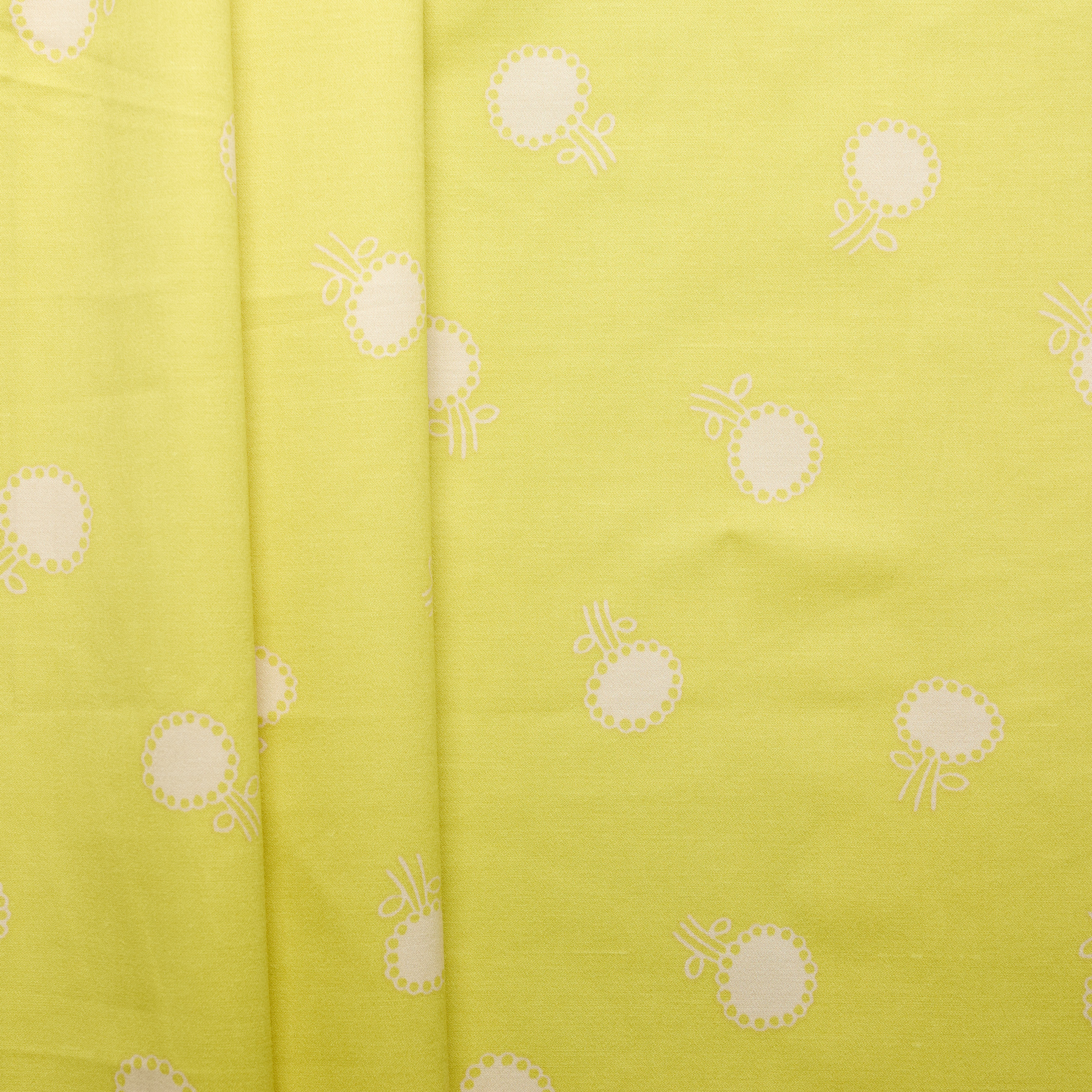 Cotton Linen Floral Print - Yellow/ White