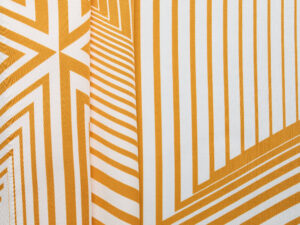 100% Tencel Geometric Print Twill - White/ Orange