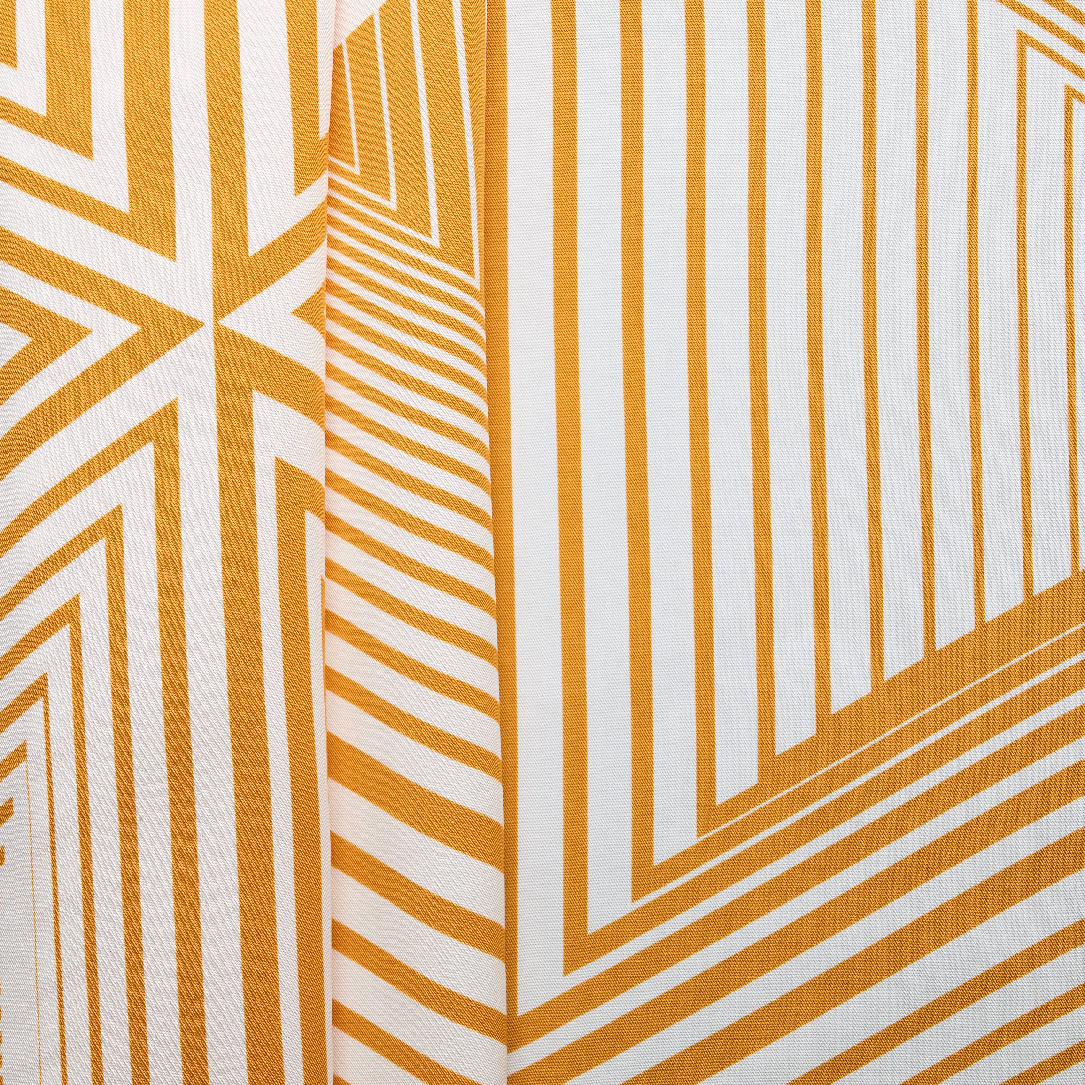 100% Tencel Geometric Print Twill - White/ Orange