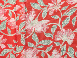 Cotton Silk Print Plain Weave - Red/Pink/Green/Grey
