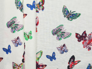 Cotton Silk Print Plain Weave - White/Multicolour