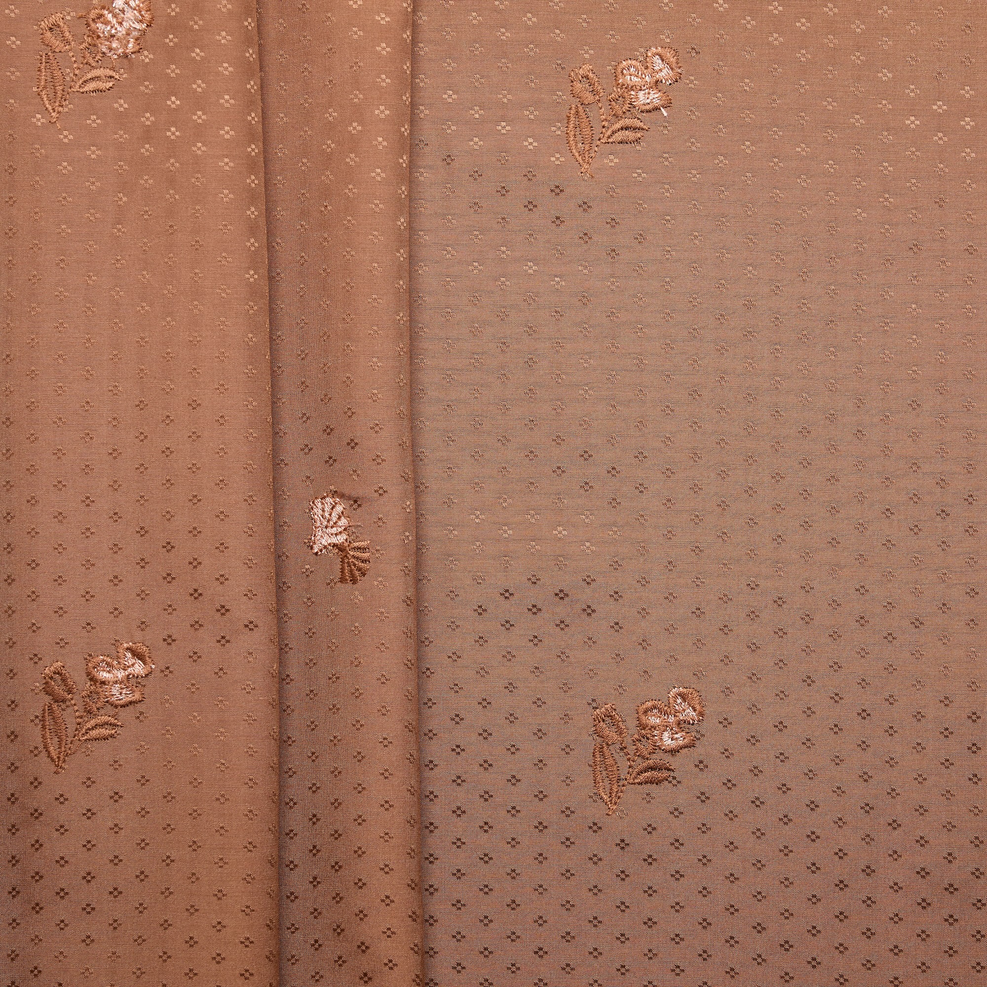 Silk Cotton Embroidery Jacquard - Taupe