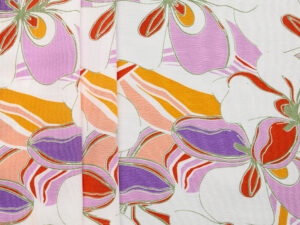 Viscose Rayon Floral Print Plain Weave - Purple/ Orange/ Red