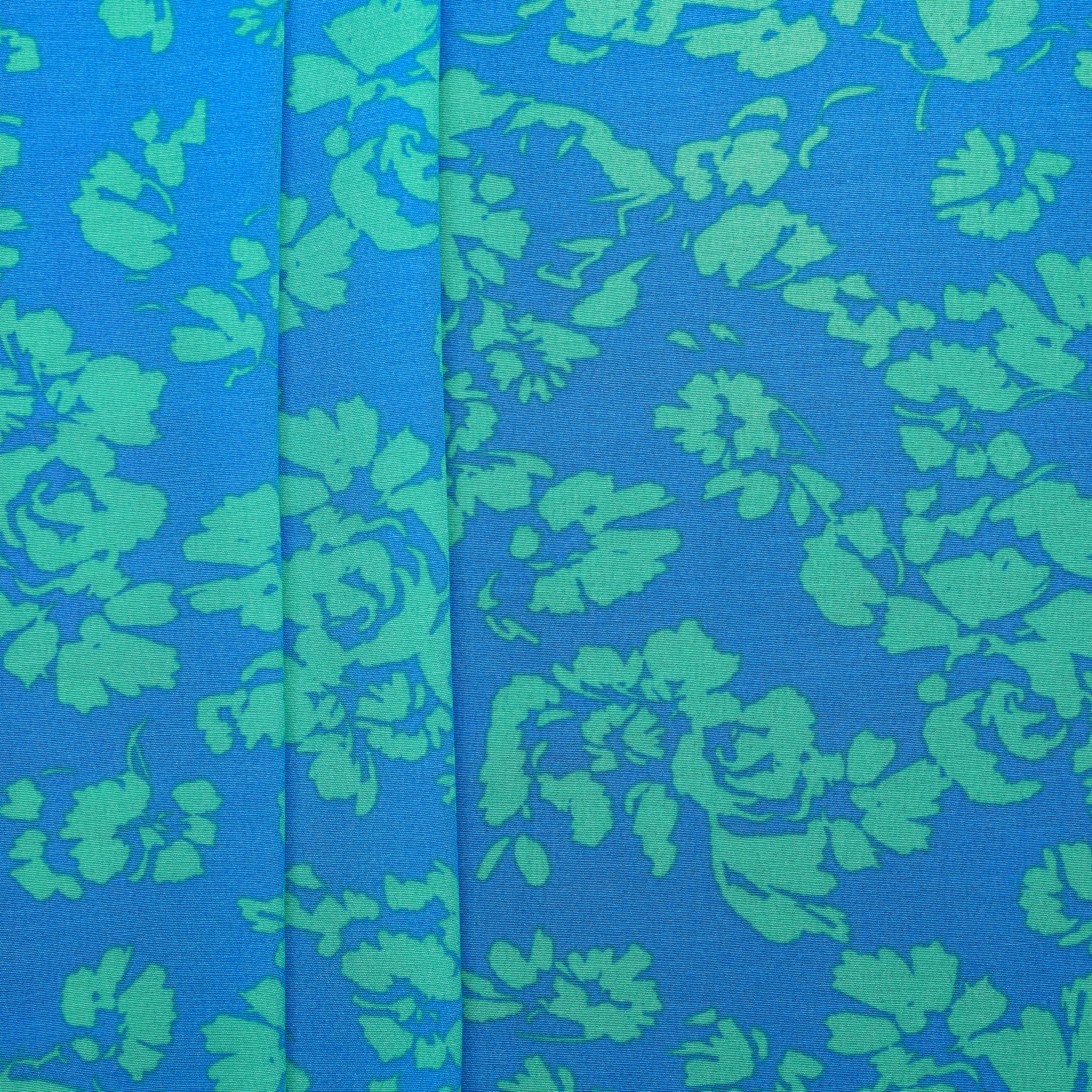 Viscose Rayon Abstract Floral Print Plain Weave - Blue/ Green