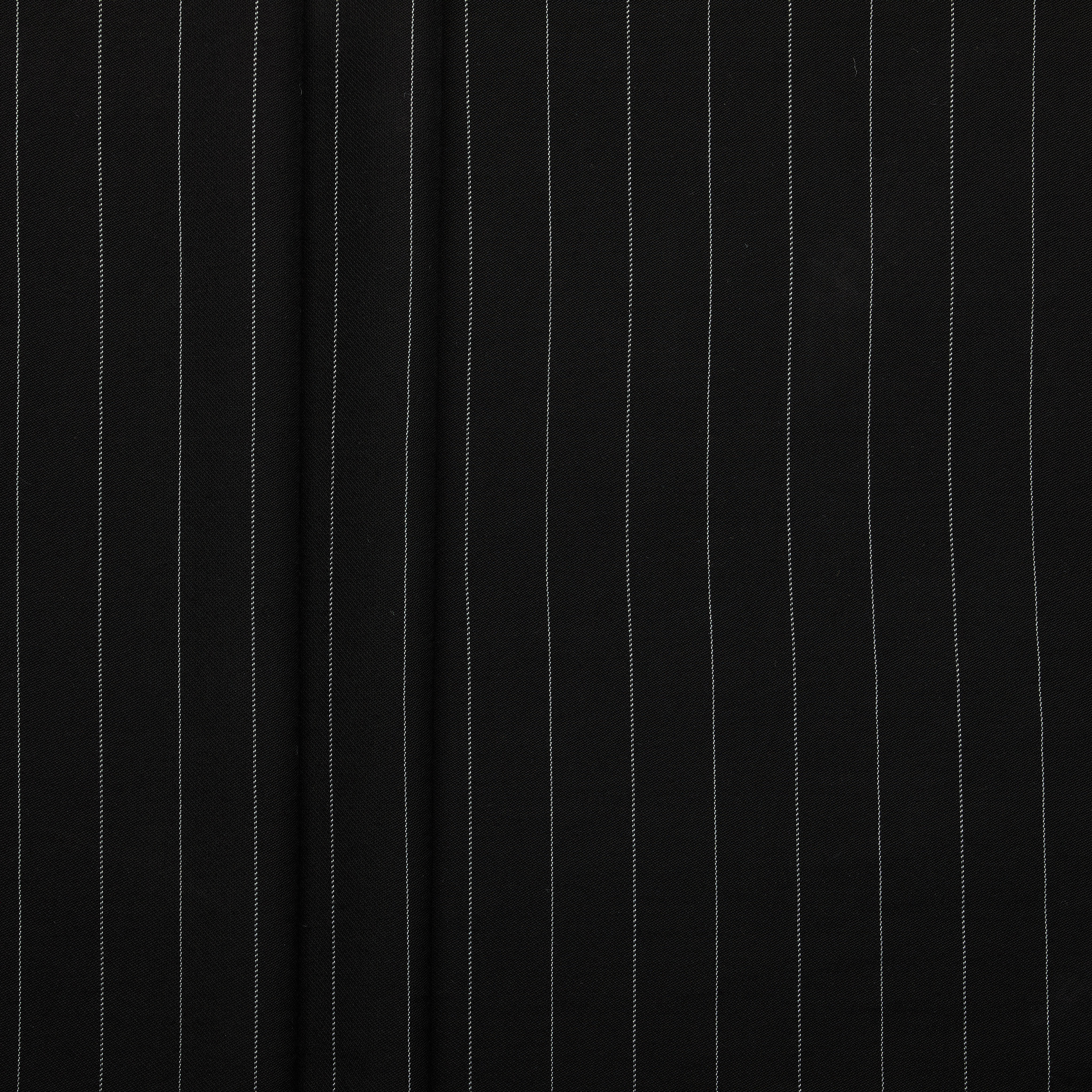 Rayon Nylon Blend Pinstripe Twill - Black/White