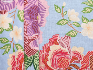 Linen Viscose Flower Print - Blue/ Red/ Purple