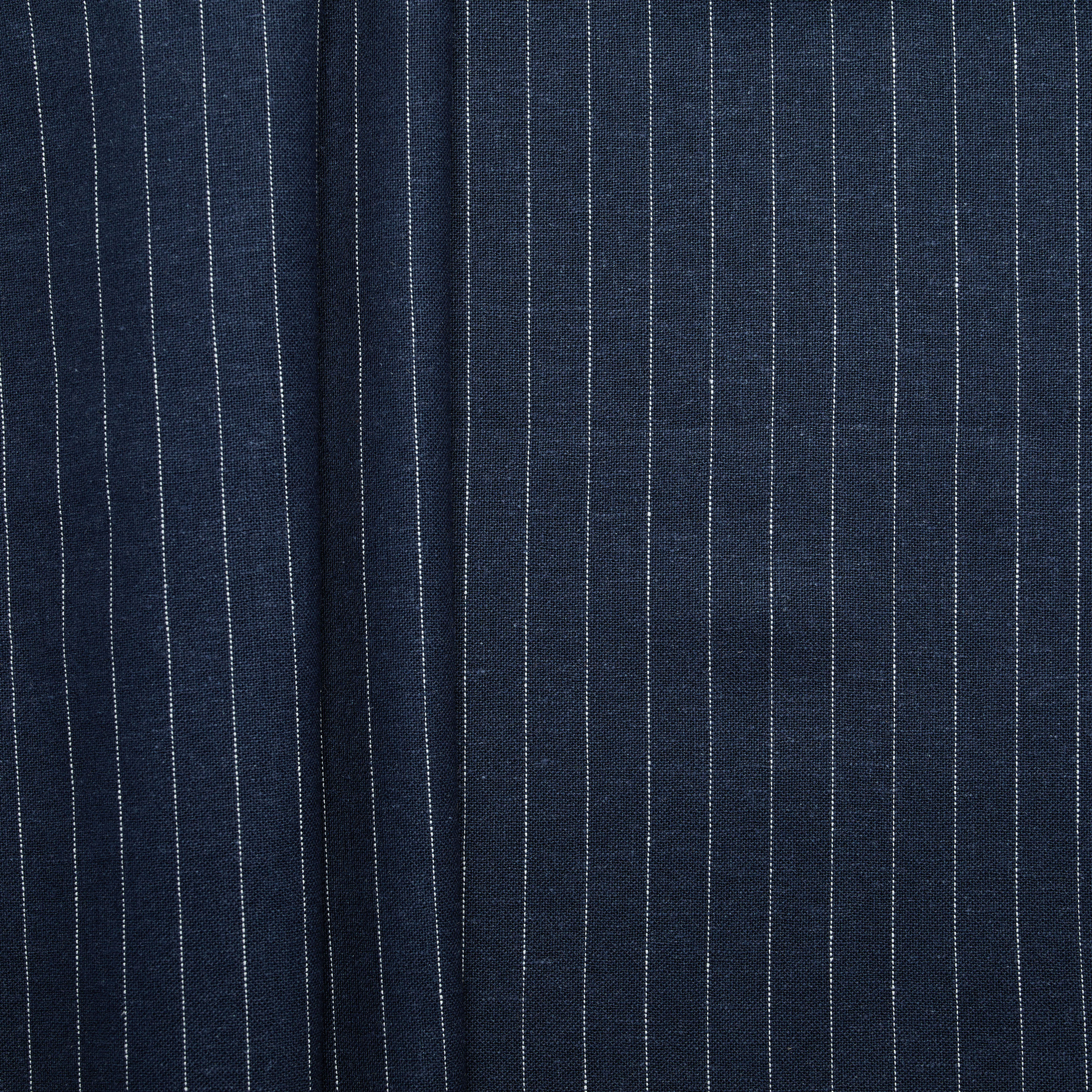 Linen Viscose Pinstripe Heavy Weight - Navy
